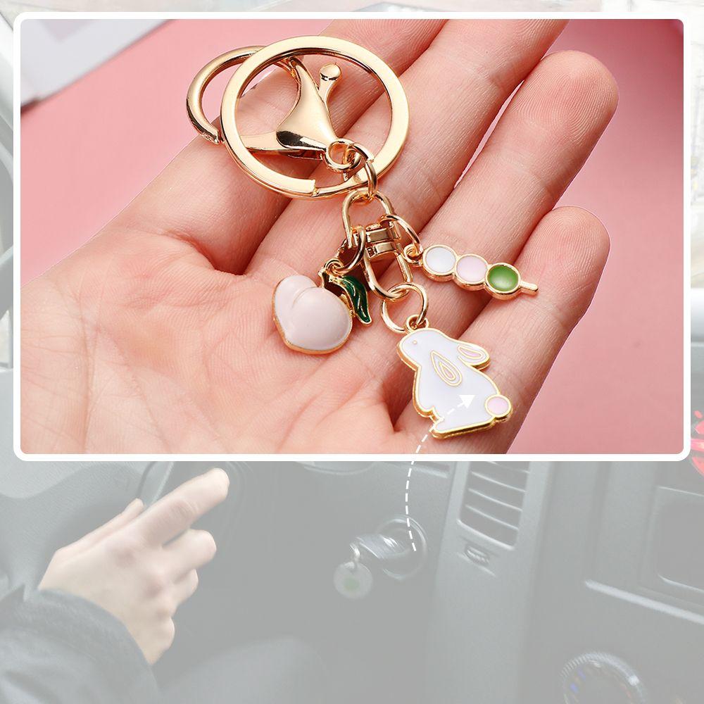 Charm Keychains Bag Pendant Rabbit Key Chains Cartoon Cherry Blossom