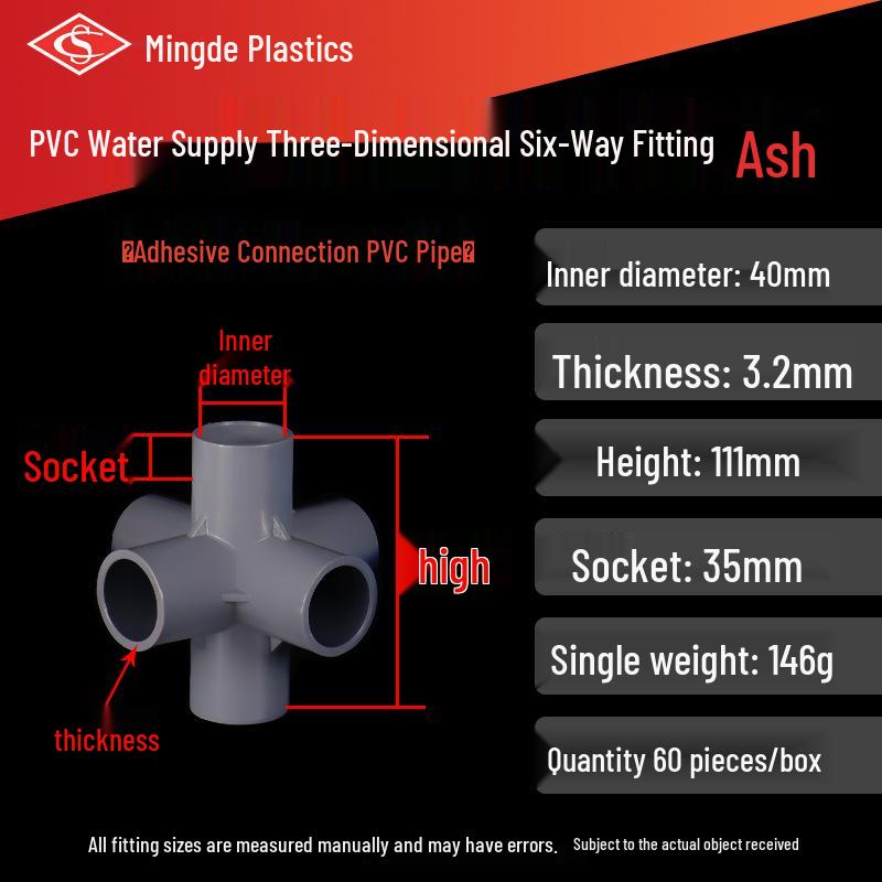 PVC Vícesměrné 3D Plastové Fitinky pro Vodovodní Potrubí (Pravoúhlý, Čtyřcestný, Pěticestný, Šesticestný T-kus)