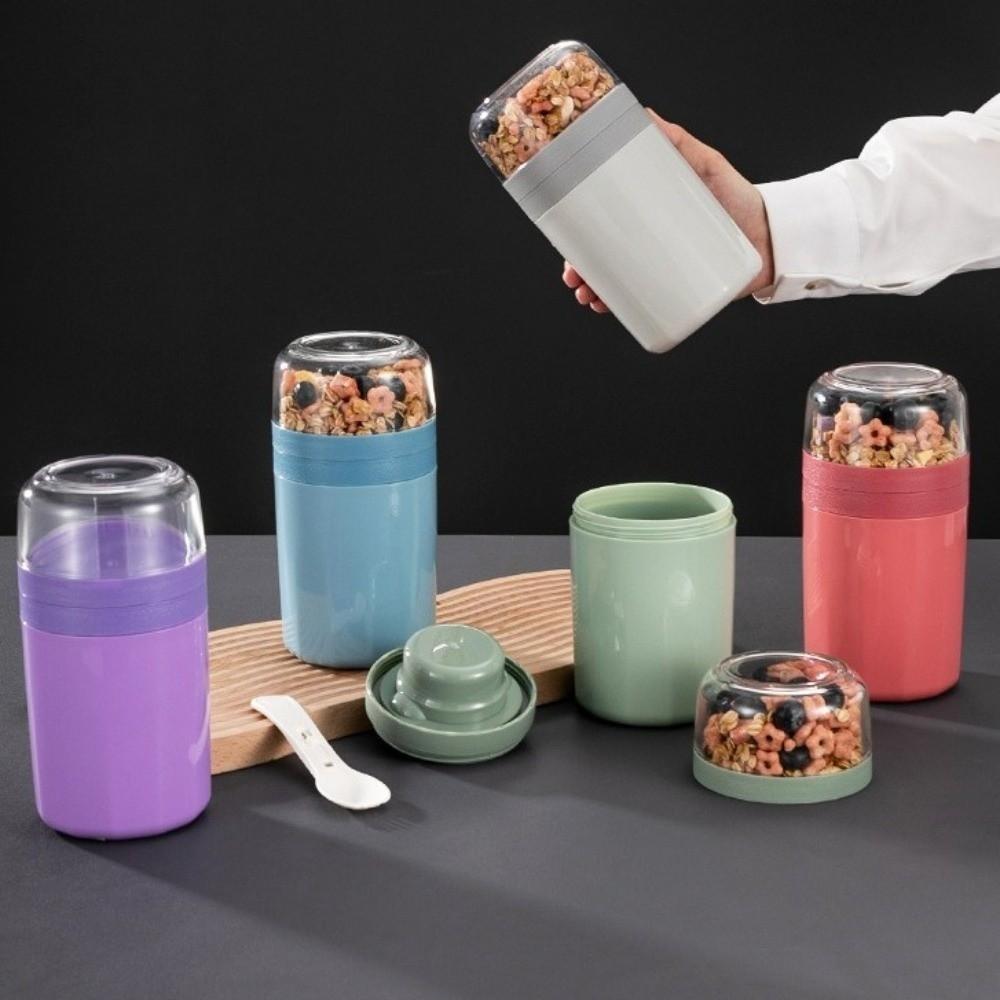 Sealing Overnight Oat Cup with Lid and Spoon Breakfast Cups Portable Salad Cup  Kitchen.