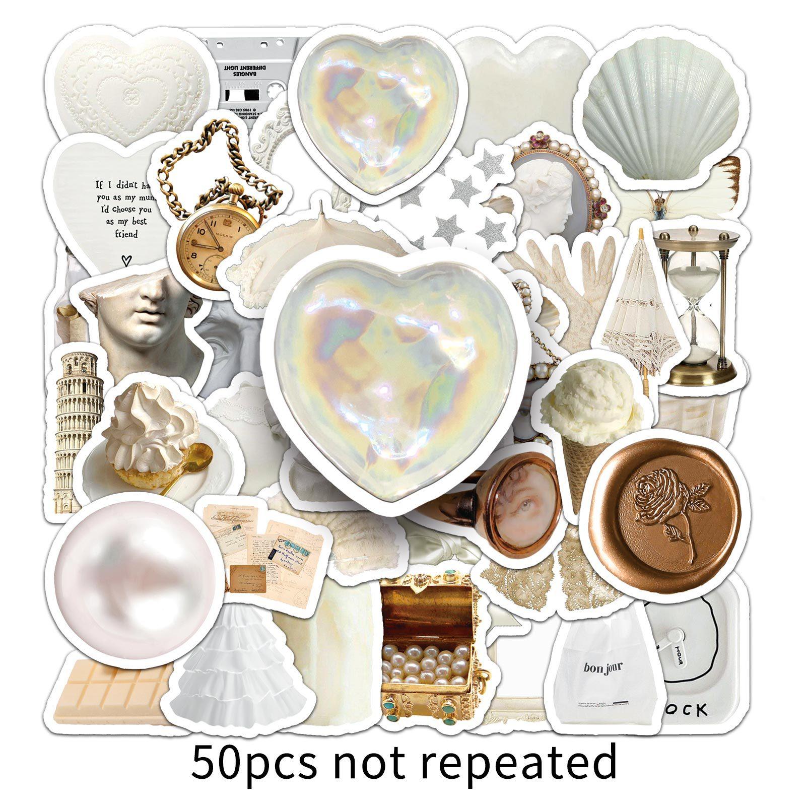 

50 Pictures of White Ins Style Graffiti Personalized Small Fresh Guka Manual Account DIY Milk Tea Cup Suitcase Stickers Waterproof