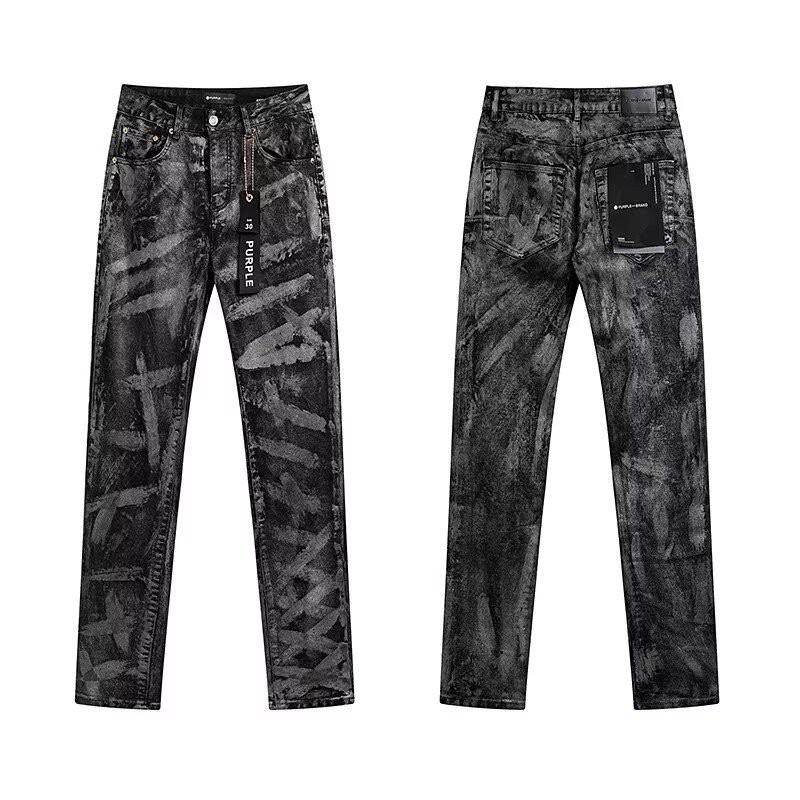 Mens Slim Fit Distressed Denim Jeans With Embroidered Patch Vintage Ink Wash Stretch Cotton Streetwear Style
