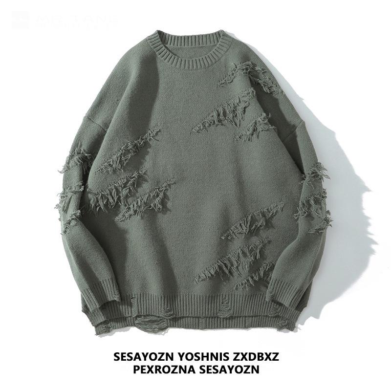 

Американский свитер High Street с кисточками: Модный унисекс свободный крой с круглым вырезом XL зелёный