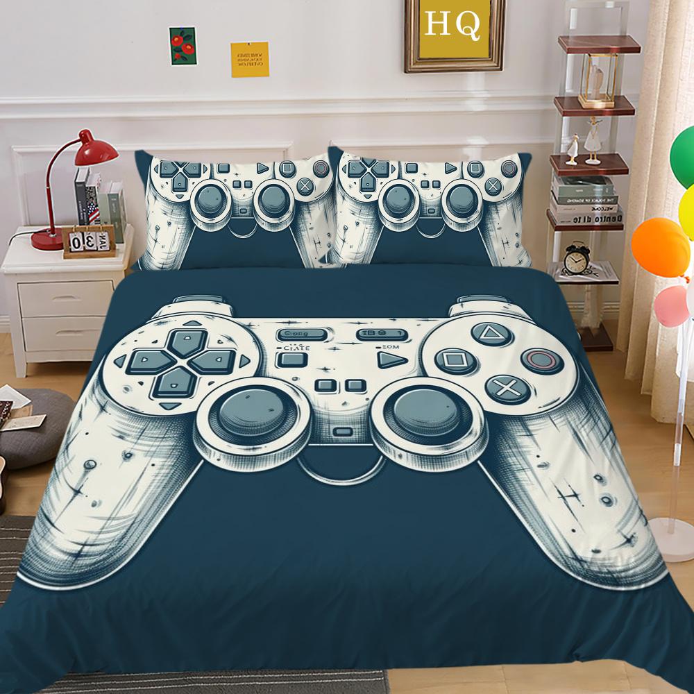 Conjunto de capa de edredom da moda, têxteis para o lar, jogo 3D, impressão de alça, conjunto de cama para adolescentes, menino, colchas, conjunto de cama de luxo, capa