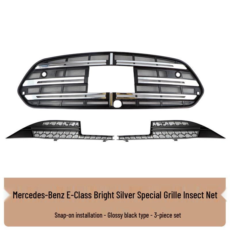 

Mercedes-Benz E-Class Front Grille Protective Cover: Anti-Insect, Willow Catkins-Resistant, Clip-On.