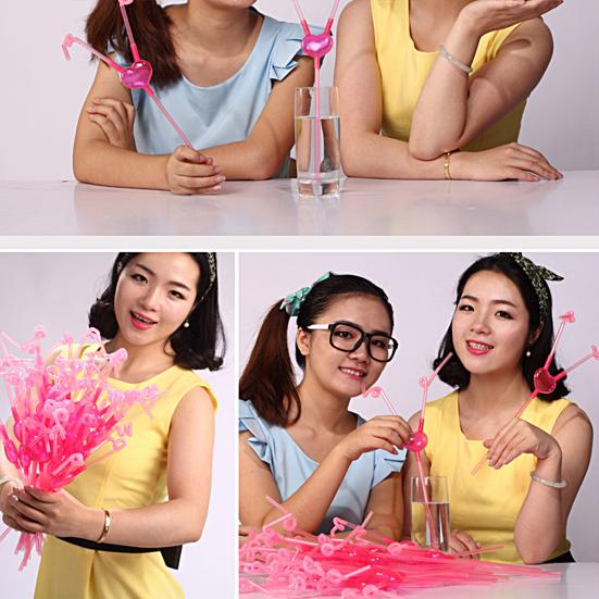 2Pcs Couple Straws Food Grade Detachable PP Funny Unique Love Heart Double Drinking Straws Party Supplies