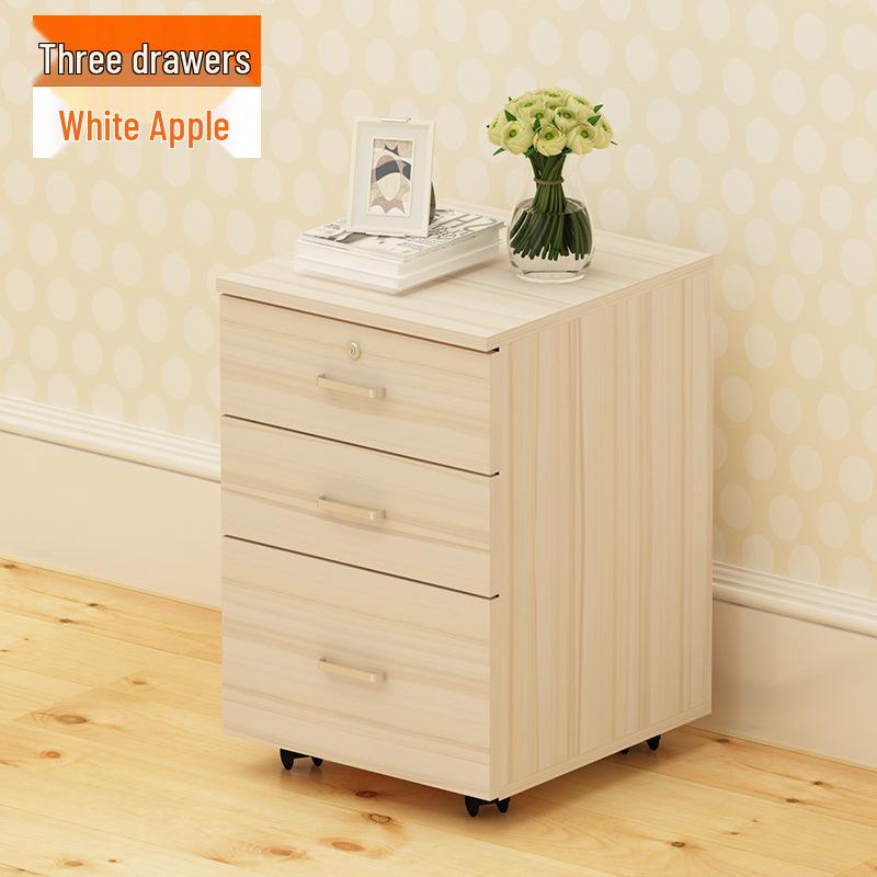 Mobile Lockable Filing Cabinet with Three Drawers - Floor-standing Storage for Office or Bedside