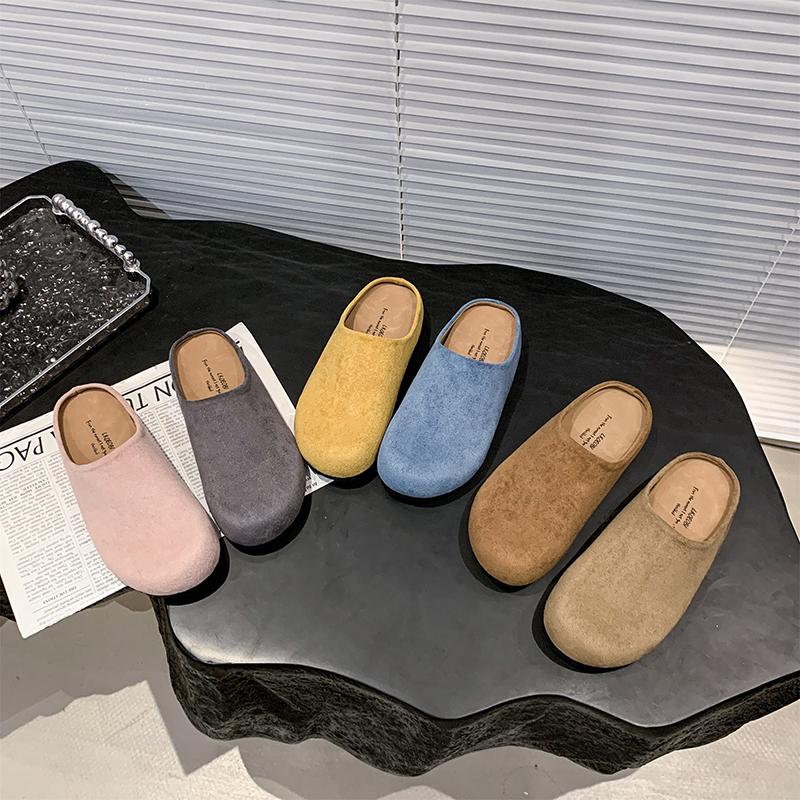 Fashion Aphixta Candy Color Round Toe Outside Women Slippers Women Shoes Round Toe Low Heel Slip On Half Slide Spring Summer Woman Shoes