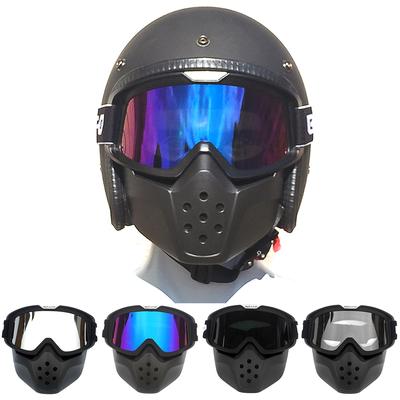 chrome Motorcycle Bike Helmet Goggles Detachable Mask Windproof Outdoor Sports Glasses Dual Sport bike Scooter Offroad