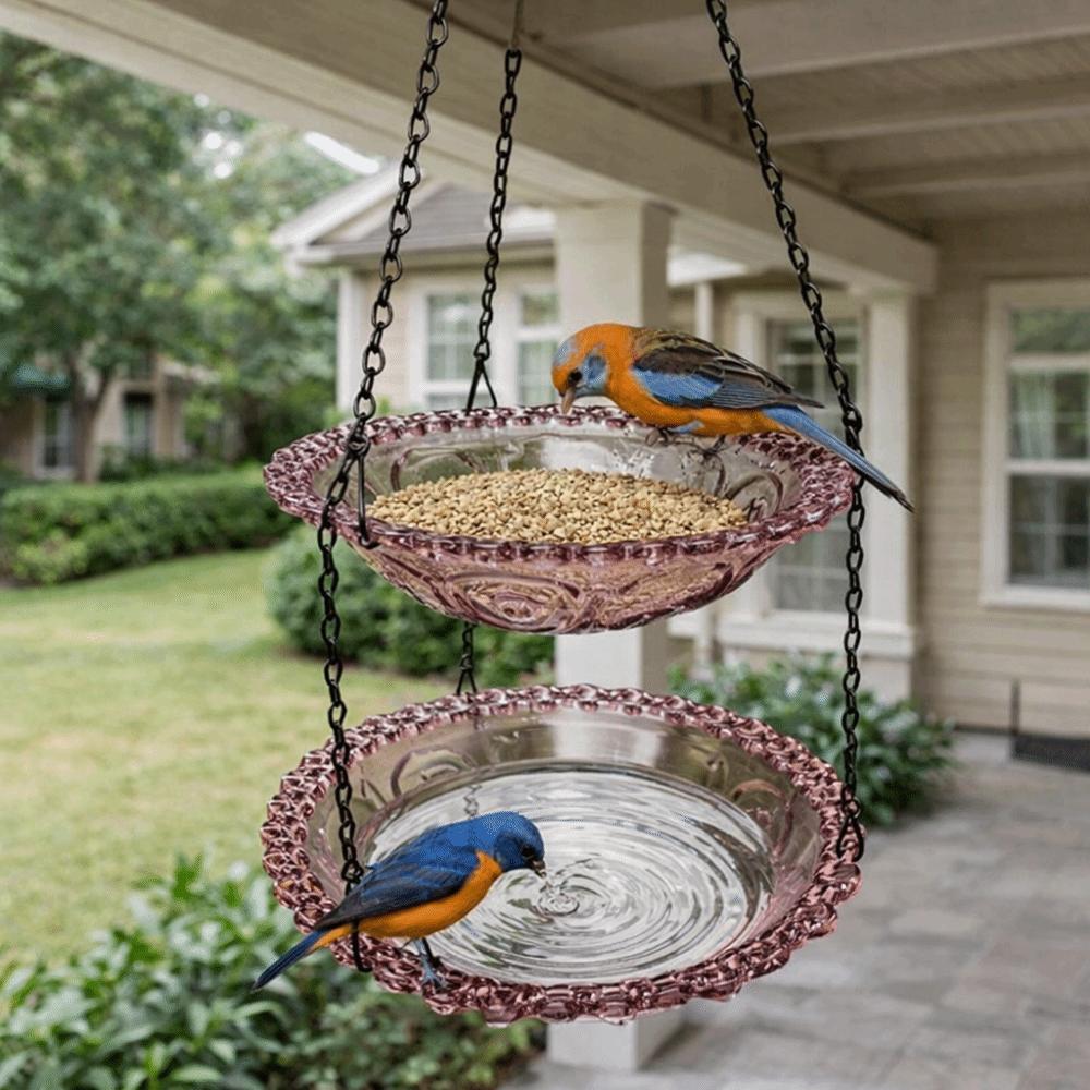Transparent Bird Bathtub Flower Shaped Hummingbird Feeder Bird Food Container  Patio