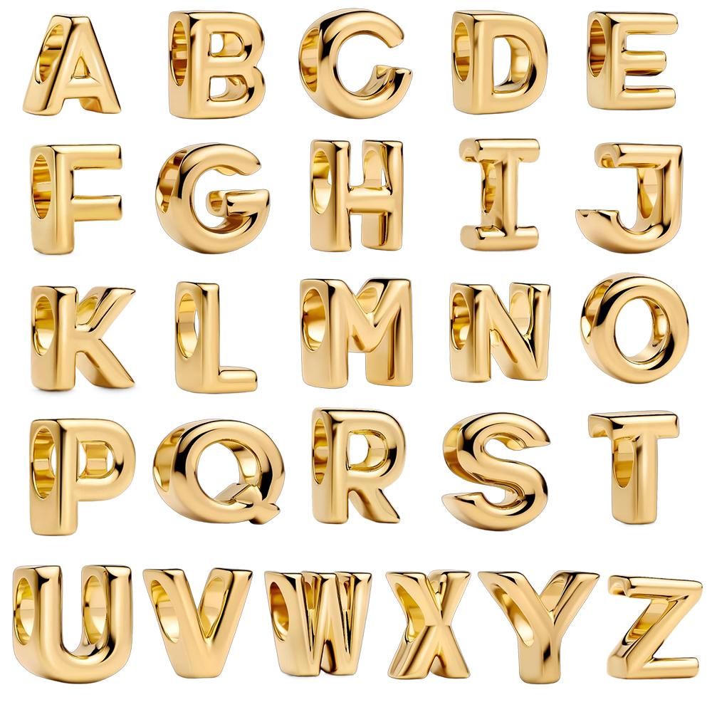 Brand New 26 Letters Ideal Designed For Authentic Original Beaded Bracelet High Quality Fine Jewelry Women's Copper Metal Pendant Bead Component Bead