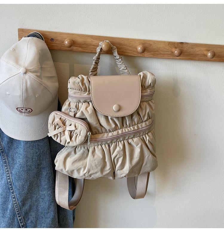 

Рюкзак в ленивом стиле колледжа с плиссировкой, модная новая повседневная сумка 2025 хаки