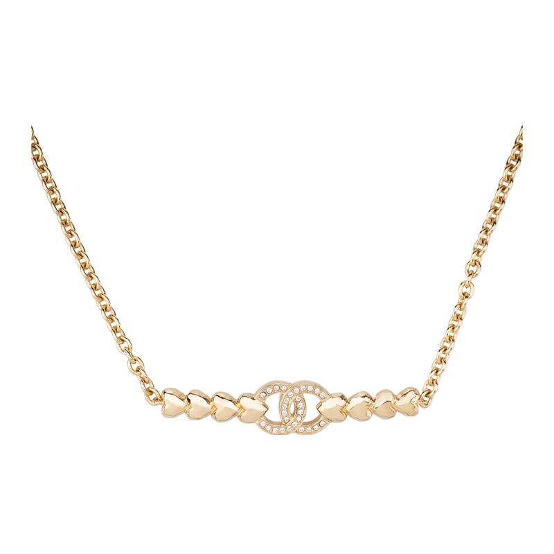 

CHANEL 23S [23 Spring and Summer Style] Double C Fashion Trend Crystal Metal Rhinestone Necklace Women s Gold
