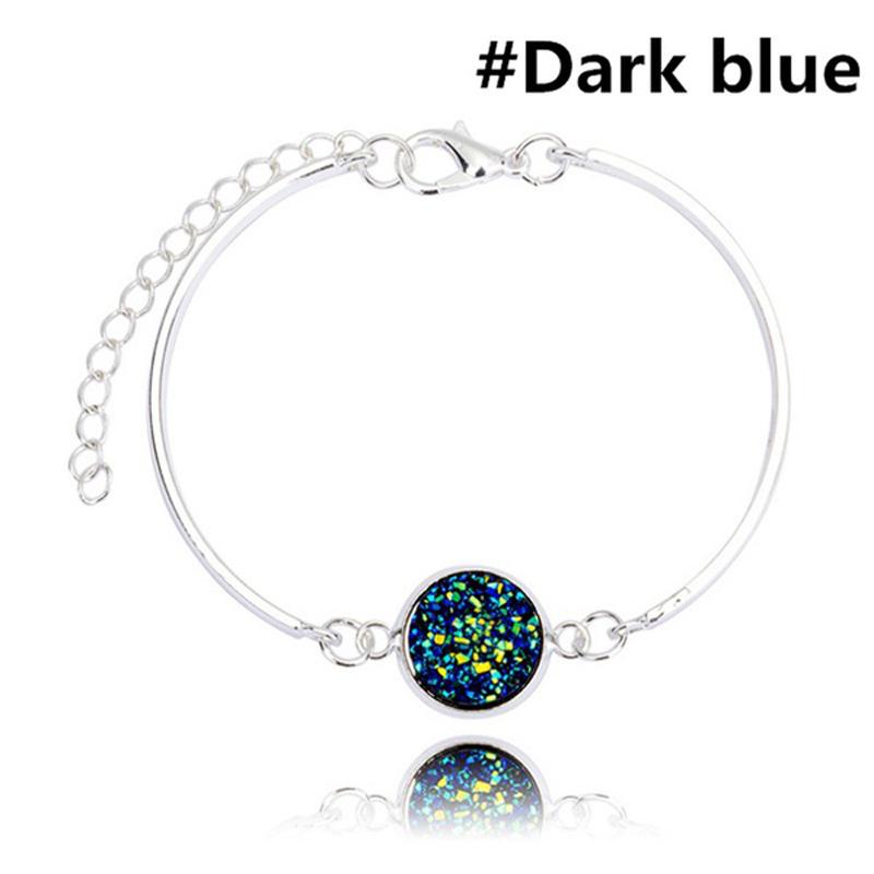 Natural Vintage Druzy Geode Stone Jewelry Rhinestone Pave Bracelets Druse