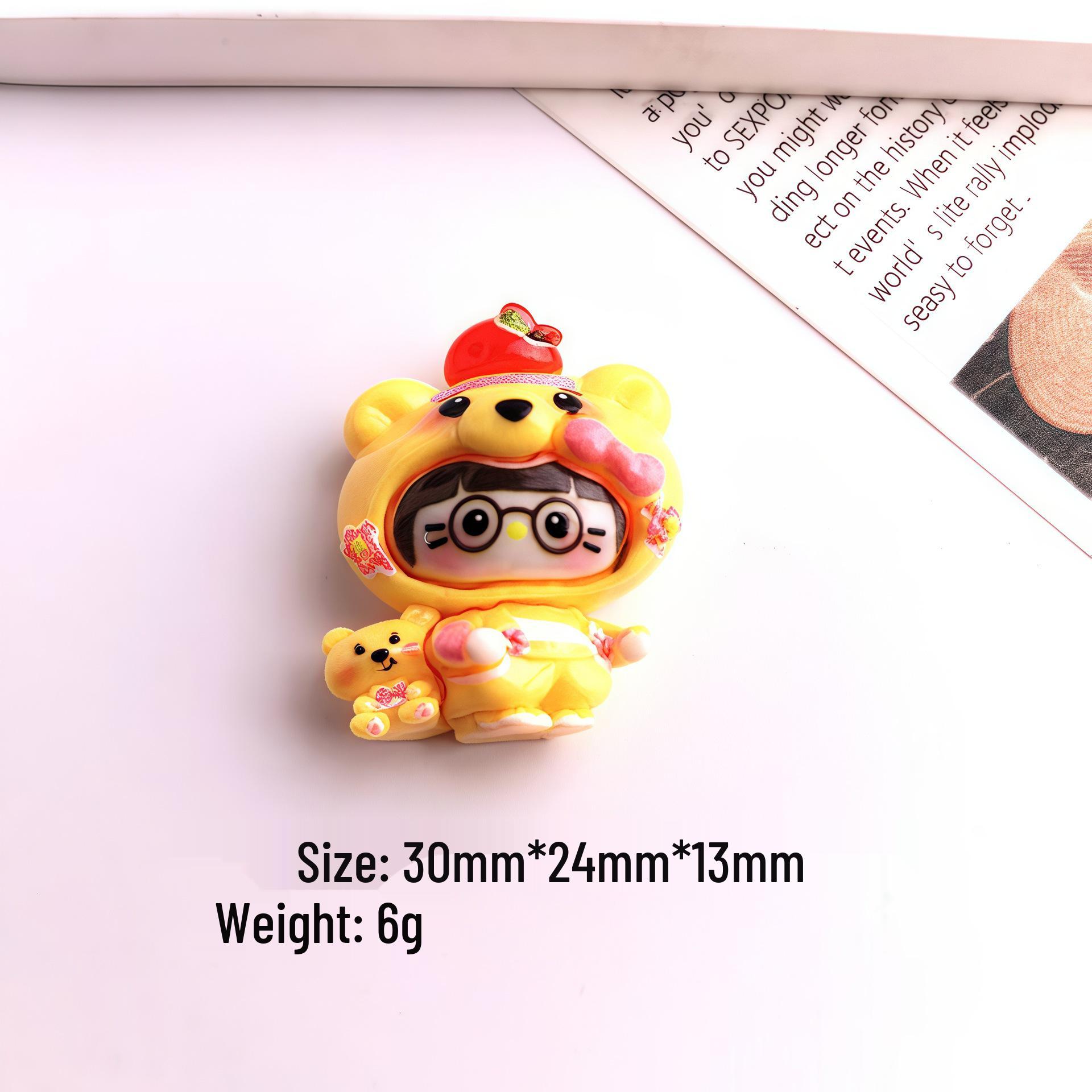 Cartoon Cat Girl DIY Resin Keychain & Magnet - Cute Kawaii Accessories Small Card