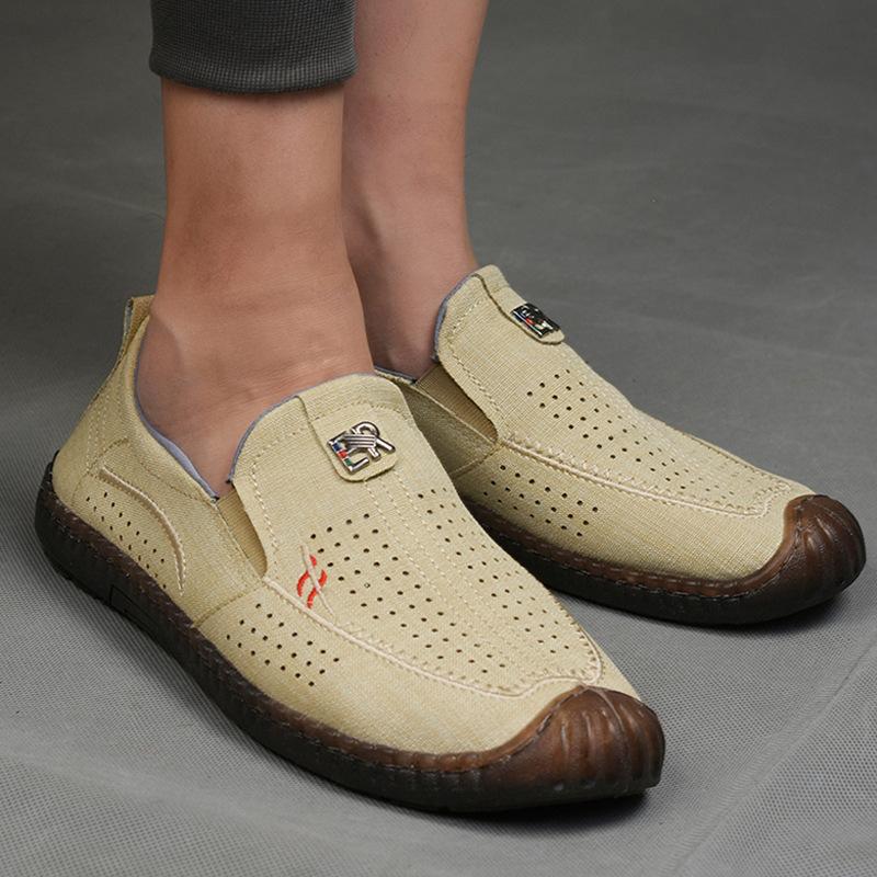 

Старые пекинские тканевые туфли мужские дышащие одинарные туфли сетчатые туфли летние повседневные мягкая подошва льняные сетчатые парусиновые туфли на одном педале 39