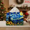 2D Flat 1pc, Tissue Box. Van Gogh Starry Night Sunflower Pattern Napkin Dispenser, Reusable, Daily Desktop Tissue Organizer, Suitable for Kitchen Livi