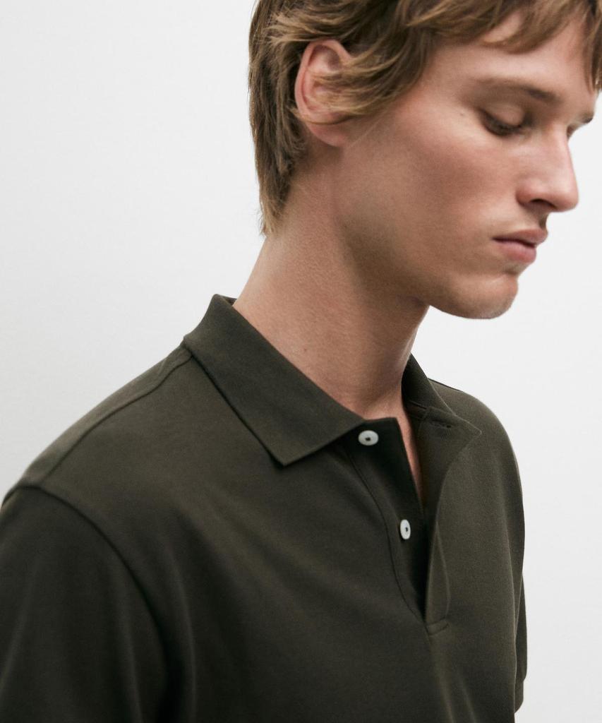 Masimodutti Microtextured Cotton Pique Polo Shirt