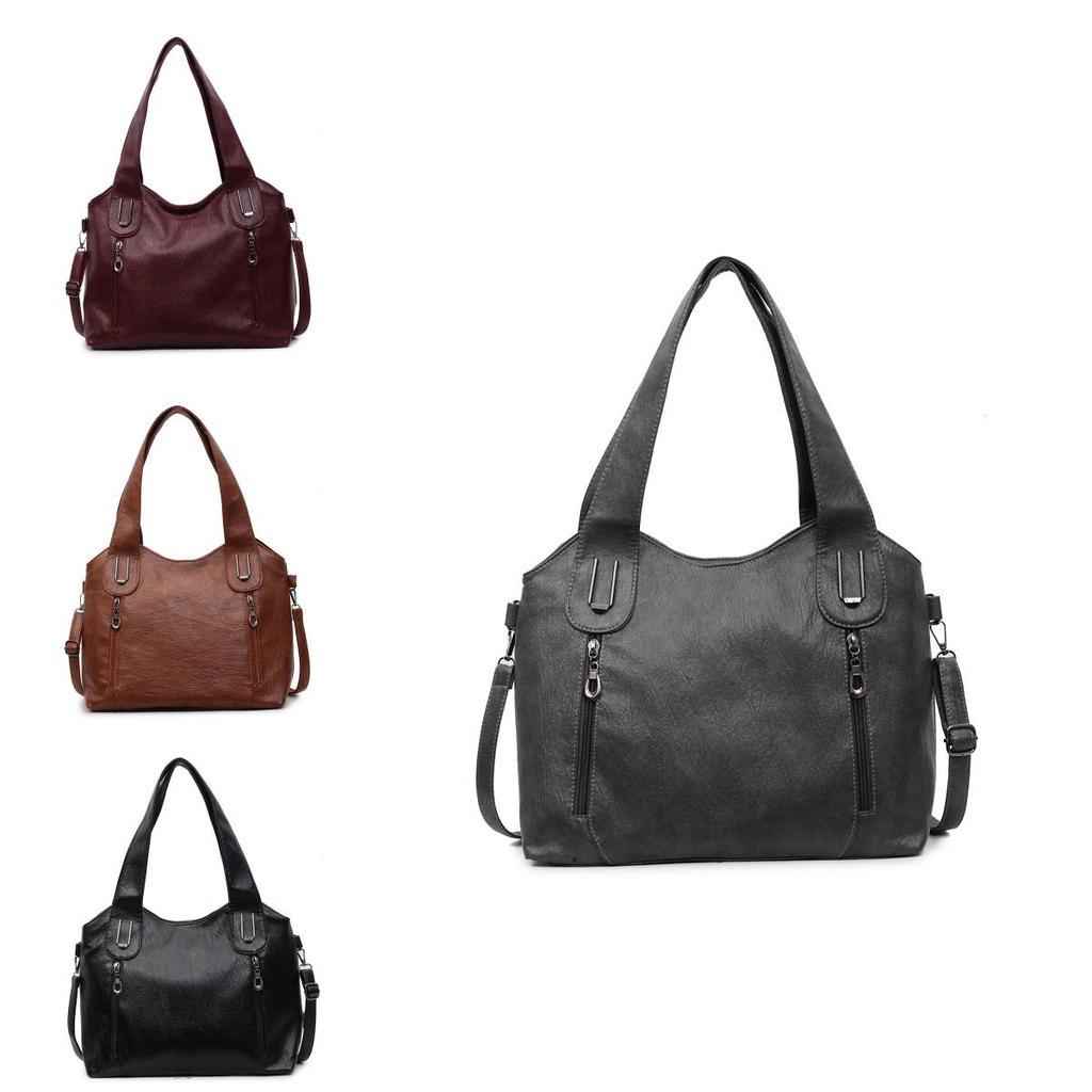 Solid Color Pu Tote Bag For Women With Large Capacity And Crossbody Style For Daily Use