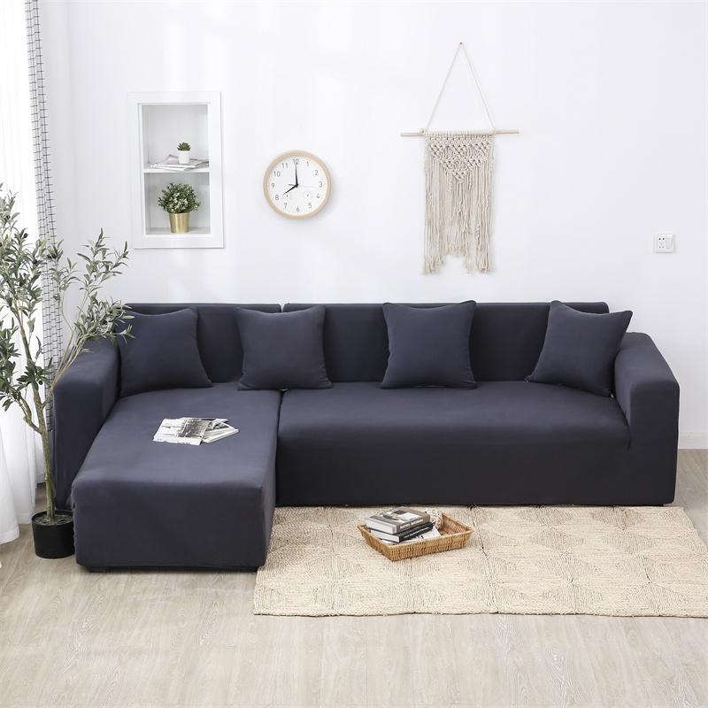 Solid Color Sofa Covers for Living Room Elastic Corner Couch Cover L Shaped Chaise Longue Slipcovers Chair Protector Home Decor