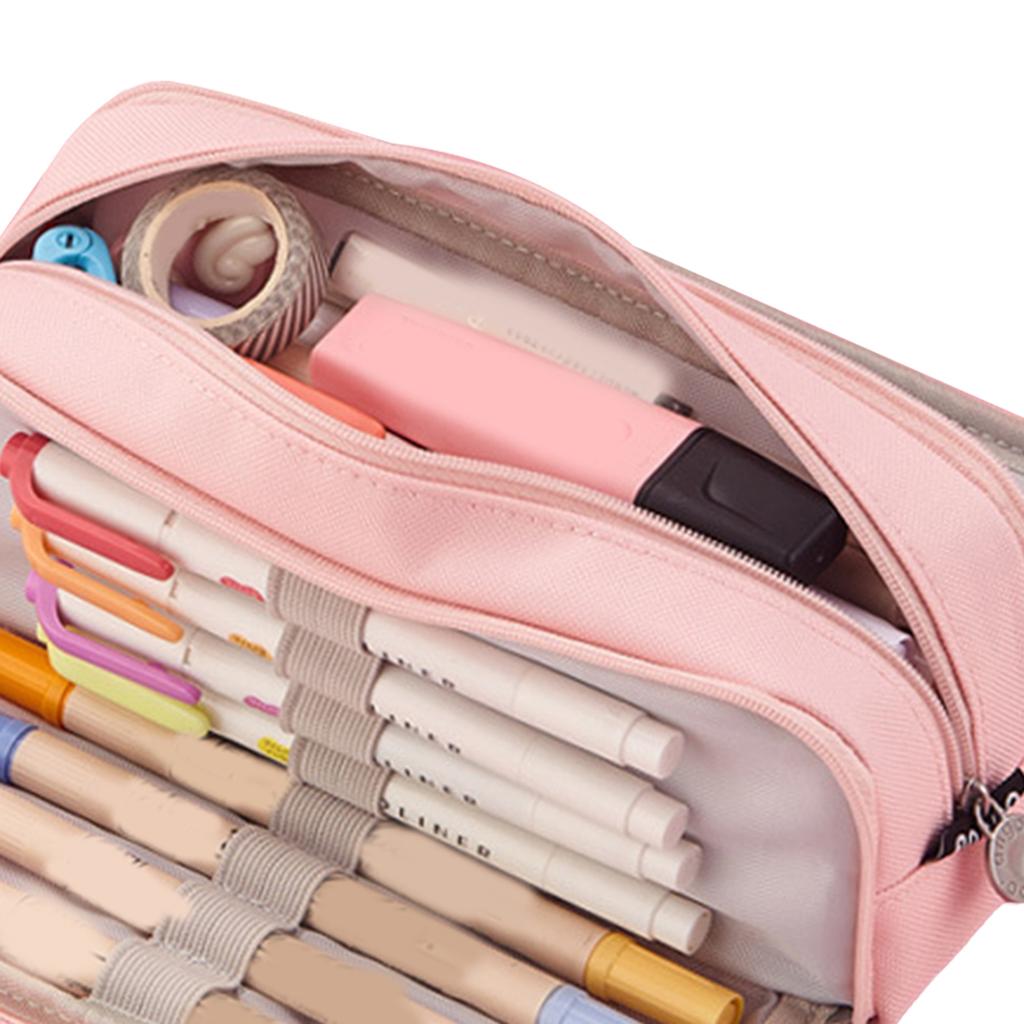 Piórnik z 3 przegródkami Duża pojemność Podwójne otwarcie Miękkie płótno Pyłoszczelny Zamek błyskawiczny Piórnik