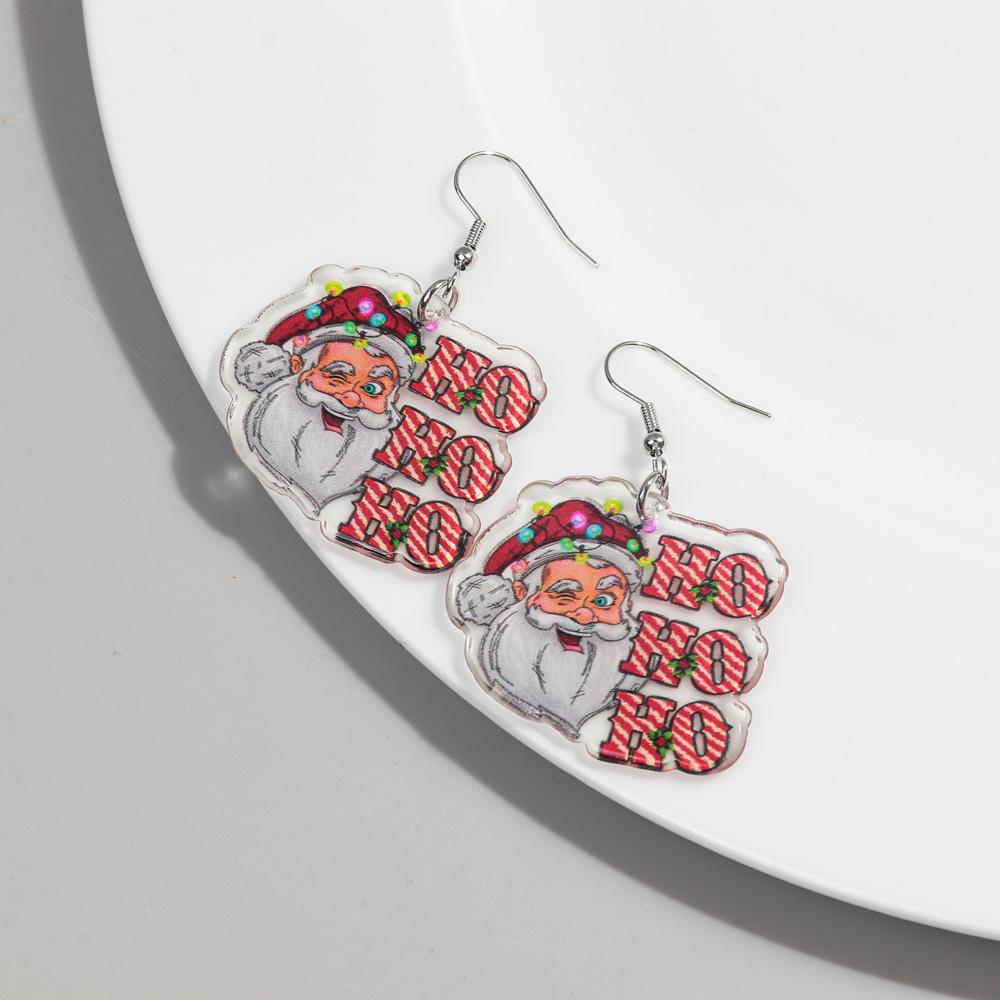 

Creative HOHOHO Santa Claus Acrylic Earrings for Women Cute Funny Gingerbread Man Dangle Earring Christmas Jewelry Gifts