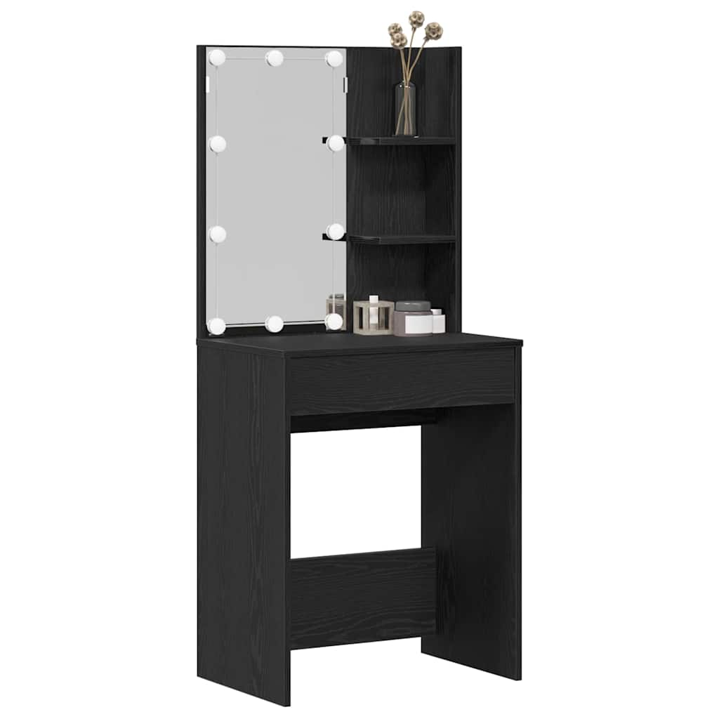 Makeup Table with Shelf Black Oak Effect 60 x 40 x 140 cm