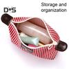 Striped Cosmetic Bag Waterproof Foldable Large Capacity Zipper Closure Dumpling Shape Portable Makeup Organizer for Travel Home Storage