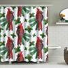Watercolor Holiday Shower Curtain Featuring Cardinals Holly Christmas Decor For Bathroom Red Floral Design