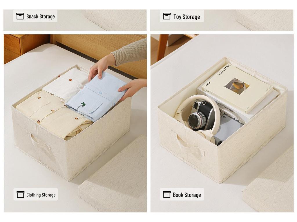 Tianshan Cotton & Linen Foldable Storage Box - Thickened, Washable Fabric for Bedroom Organization