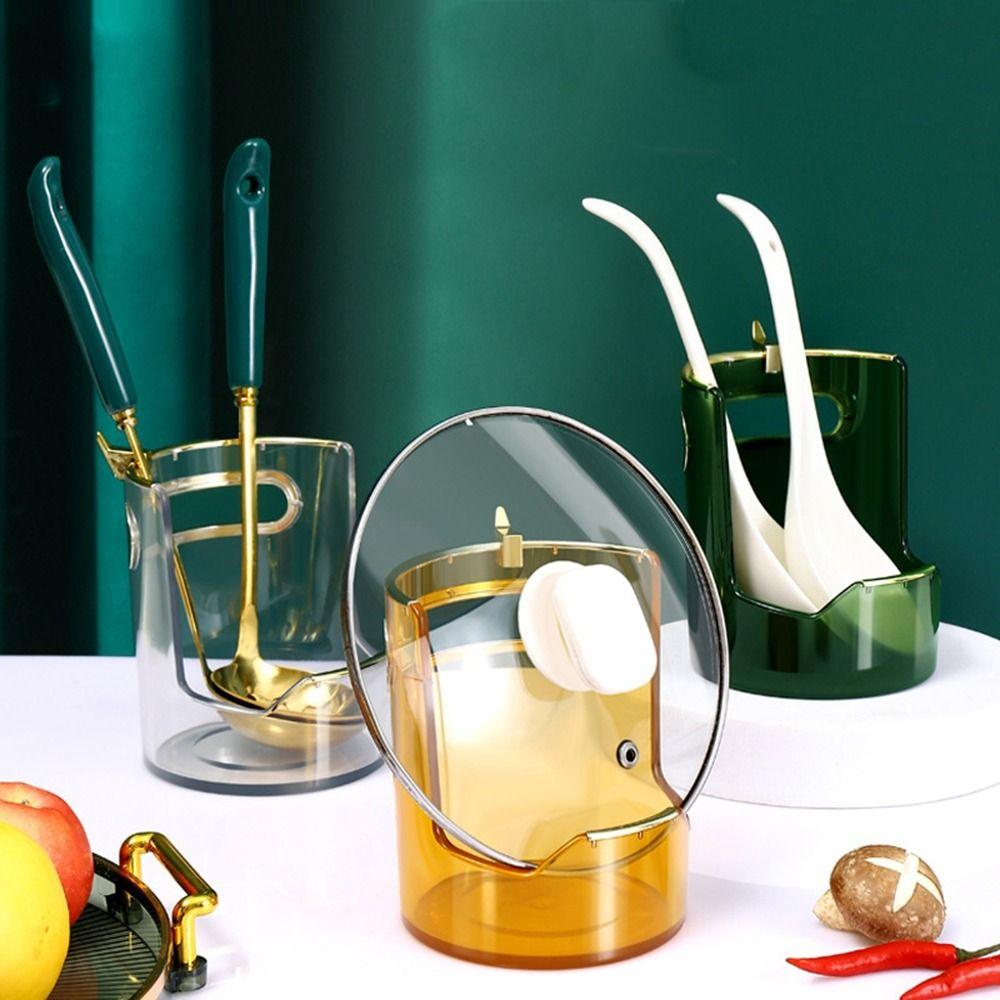 

Round Pot Lid Holder Space Saving Stovetop Spatula Holder Spatula Spoon Rack Countertop прозрачный