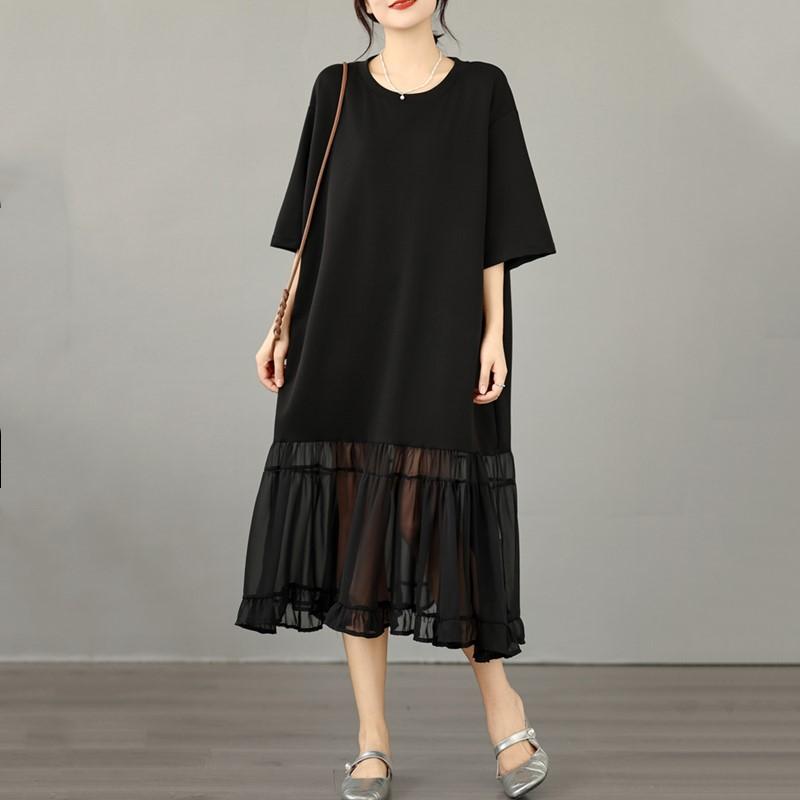 Short sleeve Plus size vintage new in dresses for women casual loose long summer dress