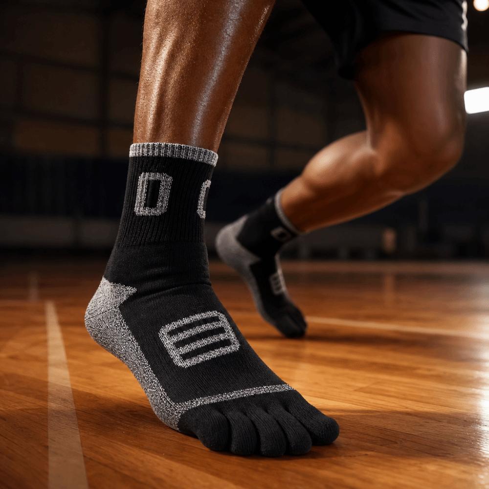 Patchwork Breathable Five Finger Socks Quick Dry Sweat-Absorbent Split-toe Socks Anti-odor Mesh Five Toe Socks Outdoor Sports