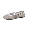 Fashion 2025 Mesh Breathable Rhinestone Fashion Versatile Women's New Fashion Style Belt Flat Soft Soled Mary Jane Shoes Womens Shoes
