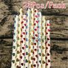 25Pcs/Bag Happy New Year Drinking Paper Straws Heart Foil Disposable Paper Staw Happy Birthday