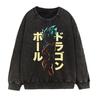 Vintage Washed Dragon Ball Anime Hoodie-Free Crewneck Sweatshirt Teens Men Streetwear Casual Long Sleeve Cotton