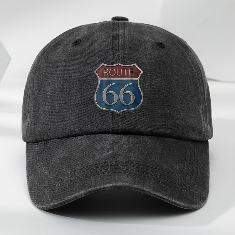 Vintage Route 66 Baseball Cap for Men Women, Retro Distressed Dad Hat, Adjustable Road Trip Snapback Sun Cap