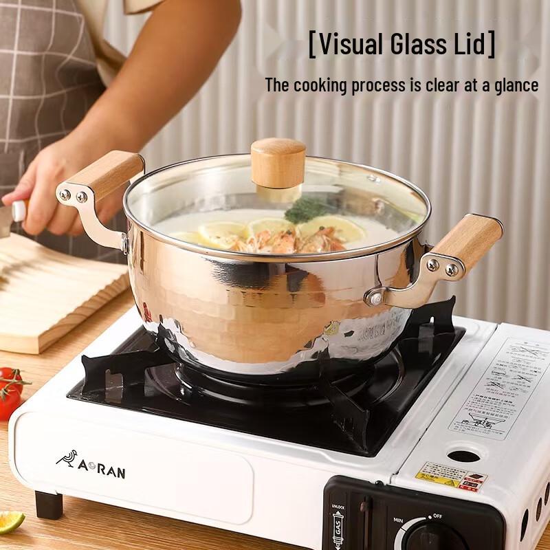 Yingtang 430 Stainless Steel Japanese Hammered Yukihira Saucepan Set