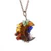 Vintage Handmade Winding Gravel Crystal Tree Of Life Natural Stone Moon Pendant N692