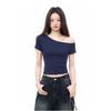 New slanted shoulder off-shoulder Spice Girl slim-fitting sexy short top