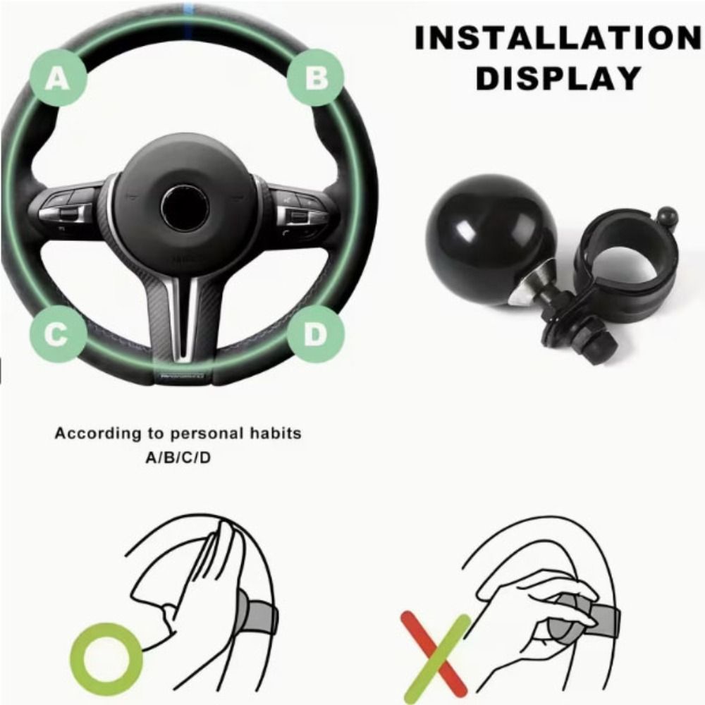 Black Billiard Ball Steering Wheel Knob Heavy Duty Steering Wheel Grip  Auto Use