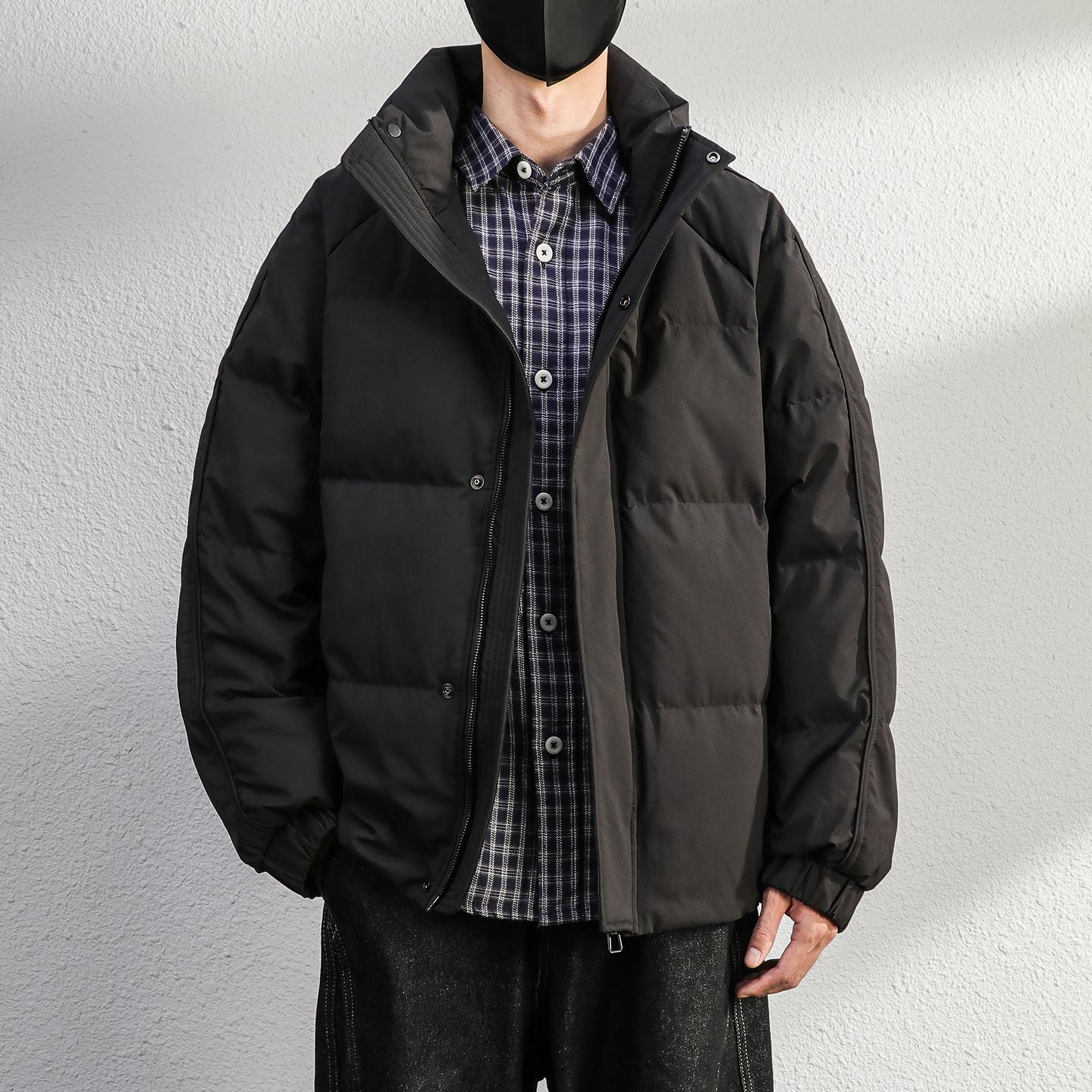 

Men s Short Purple Down Jacket - Warm, Fluffy Stand Collar with 90% White Duck Down Filling 3XL