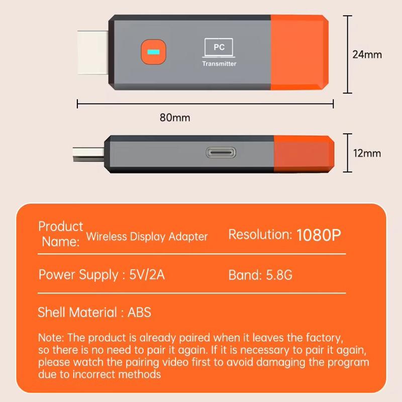 Wireless HDMI Video Transmitter and Receiver Extender Kit TV Stick Dongle Adapter For PC Camera Laptop To Projector Monitor TV