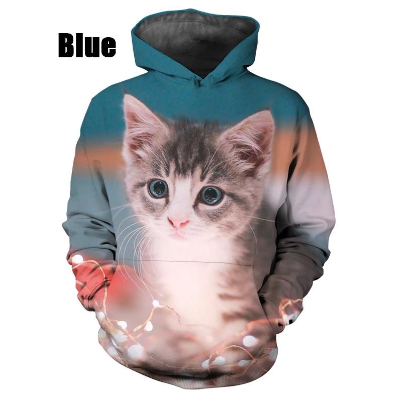 Men/women 3d Printed Cat Hoodie Funny Pullover Casual Sweatshirt Hooded Tracksuits