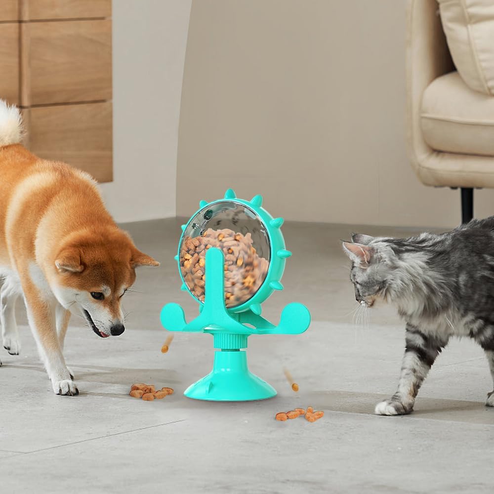 Interactive Slow Feeder Rotatable Wheel Feed Training Toy  for Indoor Cats Small Pets