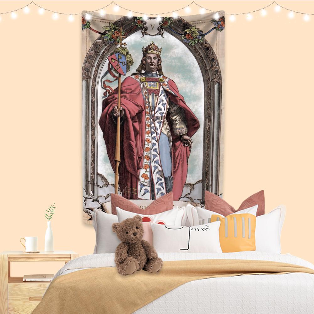 Psychedelic Tarot Tapestry Vintage Illustration Printed Boho Room Decors Aesthetic Wall Hanging Background Sofa Blanket