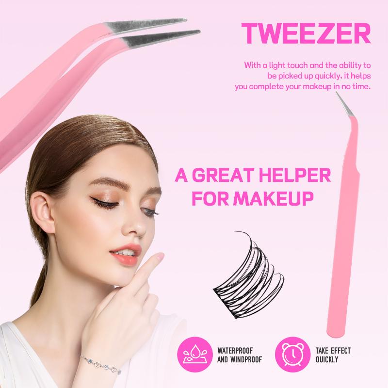 Wimpernverlängerungs-Set DIY Schwarze Wimpernbüschel Cosplay Natürliche Einzelwimpern Set Starker Halt Mit Wimpernkleber & Siegel Pinzette