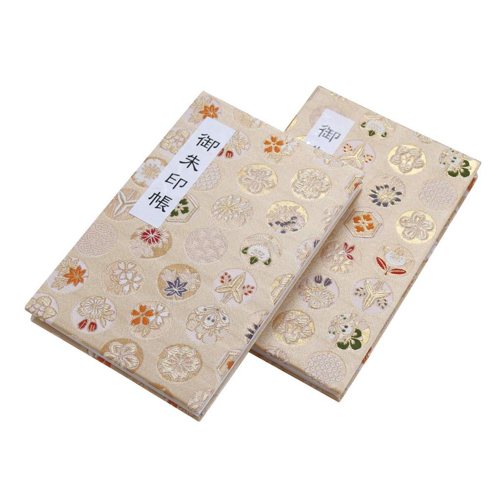 Goshuincho (stamp Book), 46 Pages, Accordion Style, with Vinyl Cover, Includes Original Hōtokudō Bookmark, Large Size (18 X 12 Cm), Nishijin-ori Broca