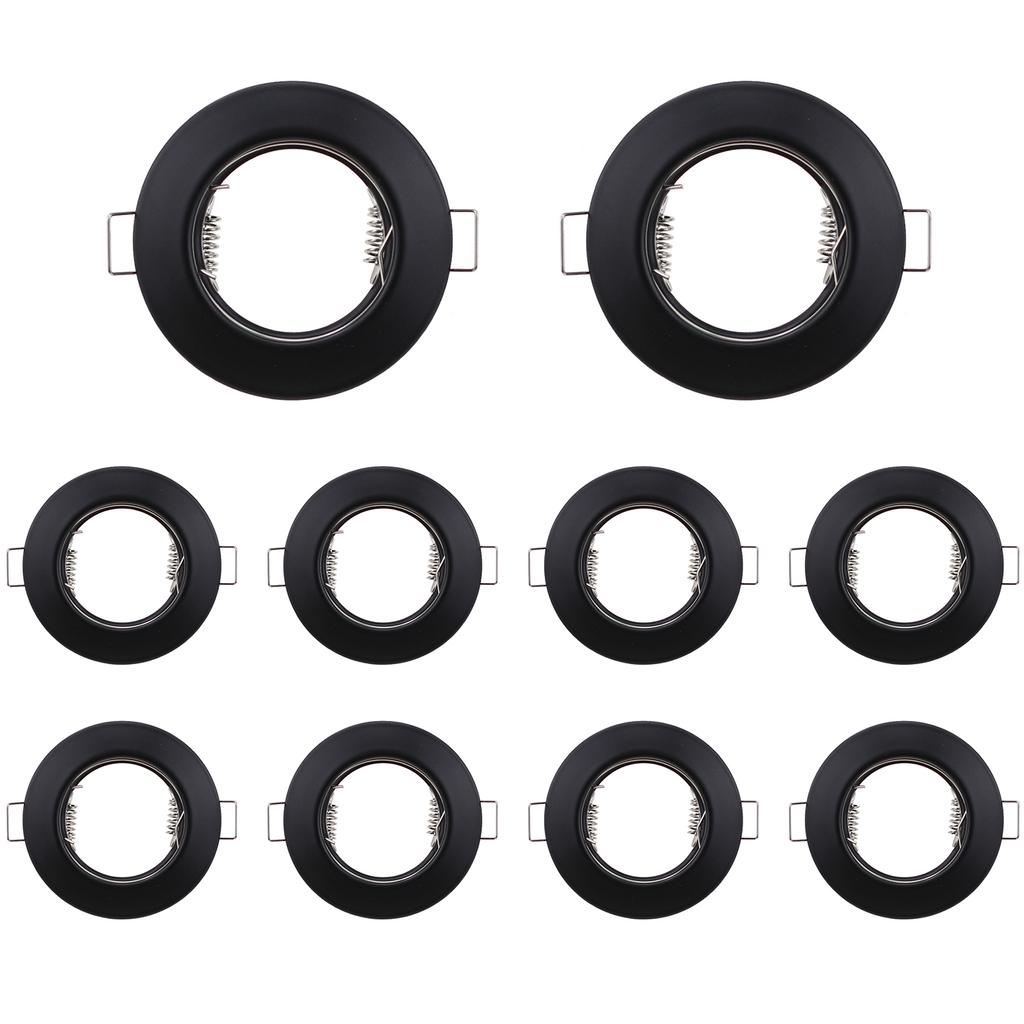 1/10 PCS GU10 MR16 Spot Encastré Cadres Noir Chrome pour Plafond Spot Orientable Rond Support de Lampe