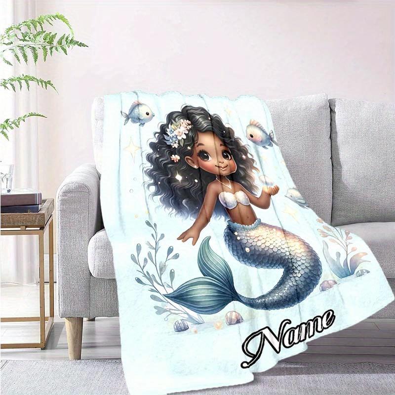 Black Mermaid Customize Your Name Blanket Warm Comfortable And Soft Blankets Are Suitable For Home Chairs Office Sofas Sofas Office Camping And Gifts