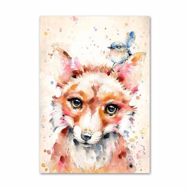 Canvas Pictures Home Decor Painting Wall Art Rabbit Fox Flamingo Prints Creative Watercolor Nordic Poster Modular Living Room No Frame